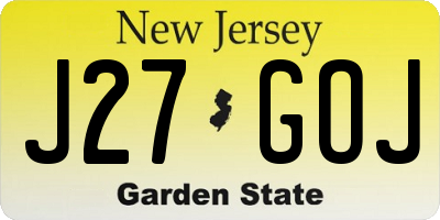 NJ license plate J27GOJ