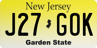NJ license plate J27GOK