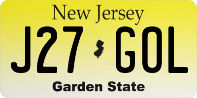 NJ license plate J27GOL