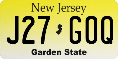 NJ license plate J27GOQ