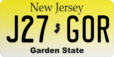 NJ license plate J27GOR