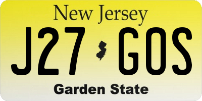 NJ license plate J27GOS