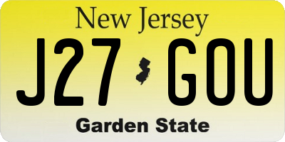 NJ license plate J27GOU