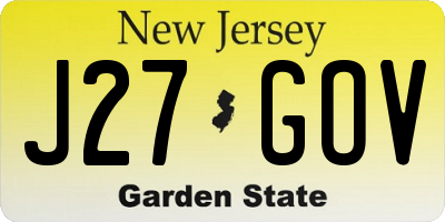 NJ license plate J27GOV
