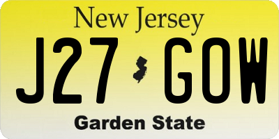 NJ license plate J27GOW