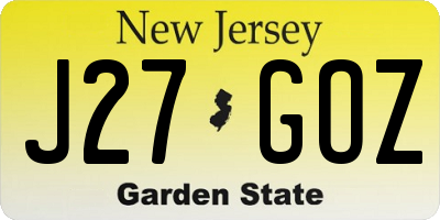 NJ license plate J27GOZ