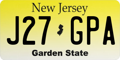 NJ license plate J27GPA