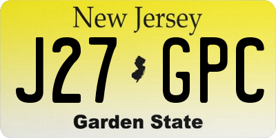 NJ license plate J27GPC