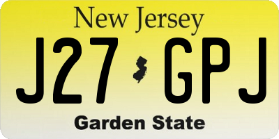 NJ license plate J27GPJ