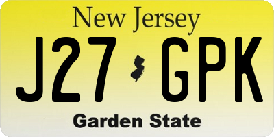 NJ license plate J27GPK