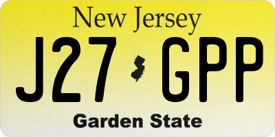 NJ license plate J27GPP