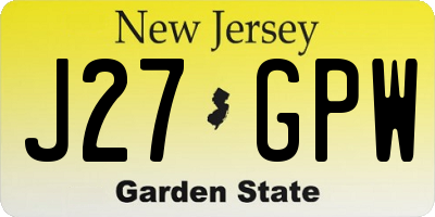 NJ license plate J27GPW