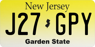 NJ license plate J27GPY
