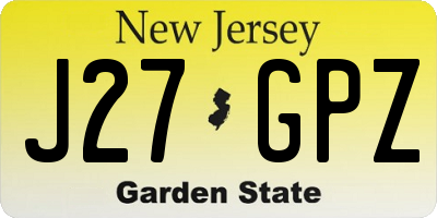 NJ license plate J27GPZ