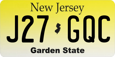 NJ license plate J27GQC