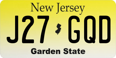NJ license plate J27GQD