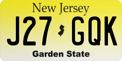 NJ license plate J27GQK