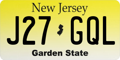 NJ license plate J27GQL