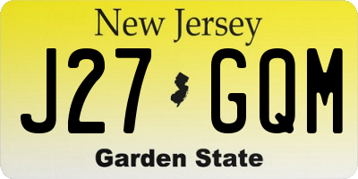 NJ license plate J27GQM