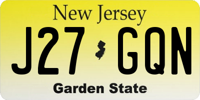 NJ license plate J27GQN