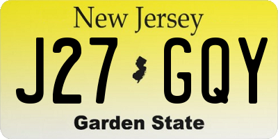 NJ license plate J27GQY
