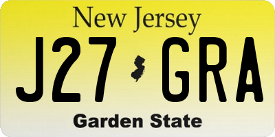 NJ license plate J27GRA