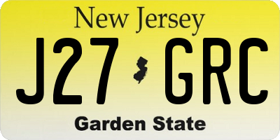NJ license plate J27GRC