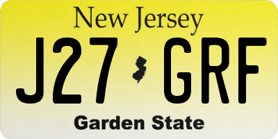 NJ license plate J27GRF