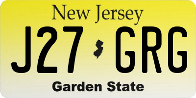 NJ license plate J27GRG