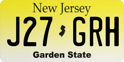 NJ license plate J27GRH