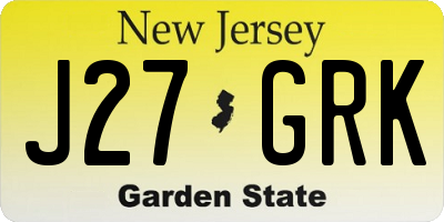 NJ license plate J27GRK