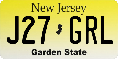 NJ license plate J27GRL