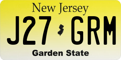 NJ license plate J27GRM