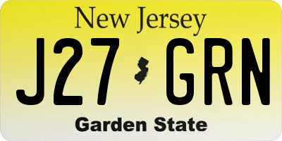 NJ license plate J27GRN