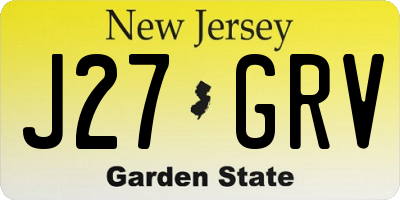 NJ license plate J27GRV