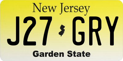 NJ license plate J27GRY
