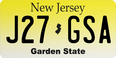 NJ license plate J27GSA