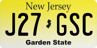 NJ license plate J27GSC
