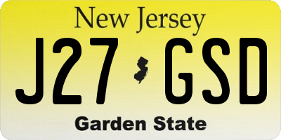NJ license plate J27GSD