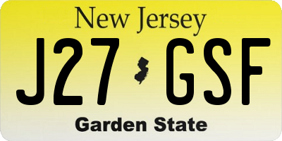 NJ license plate J27GSF