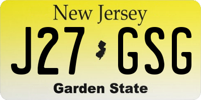 NJ license plate J27GSG
