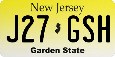 NJ license plate J27GSH