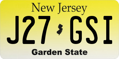 NJ license plate J27GSI