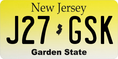 NJ license plate J27GSK