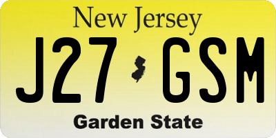 NJ license plate J27GSM