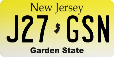 NJ license plate J27GSN