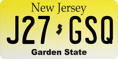 NJ license plate J27GSQ