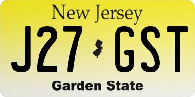 NJ license plate J27GST