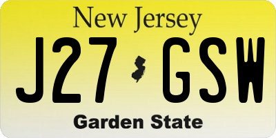 NJ license plate J27GSW