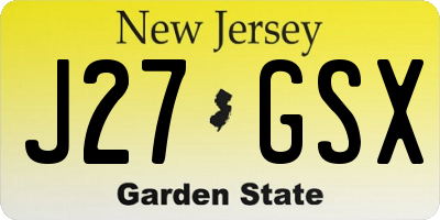 NJ license plate J27GSX